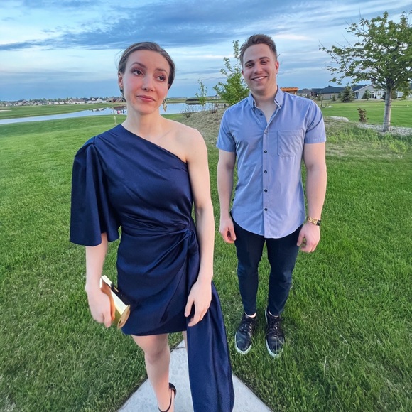 Solace London Marcie One-Shoulder Knotted Hammered-Satin Mini Dress - Picture 6 of 6